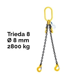 Dvoupramenný řetězový vazák, oko-2 hák, zkracovač, Nosnost 2800/2000 kg, G8-8, Certifikát, ČŽ